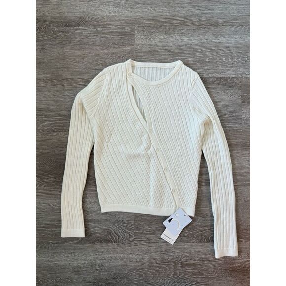 Commence NWT Diagonal Buttoned Rib Long Sleeve Top Sweater Size M - Picture 6 of 6